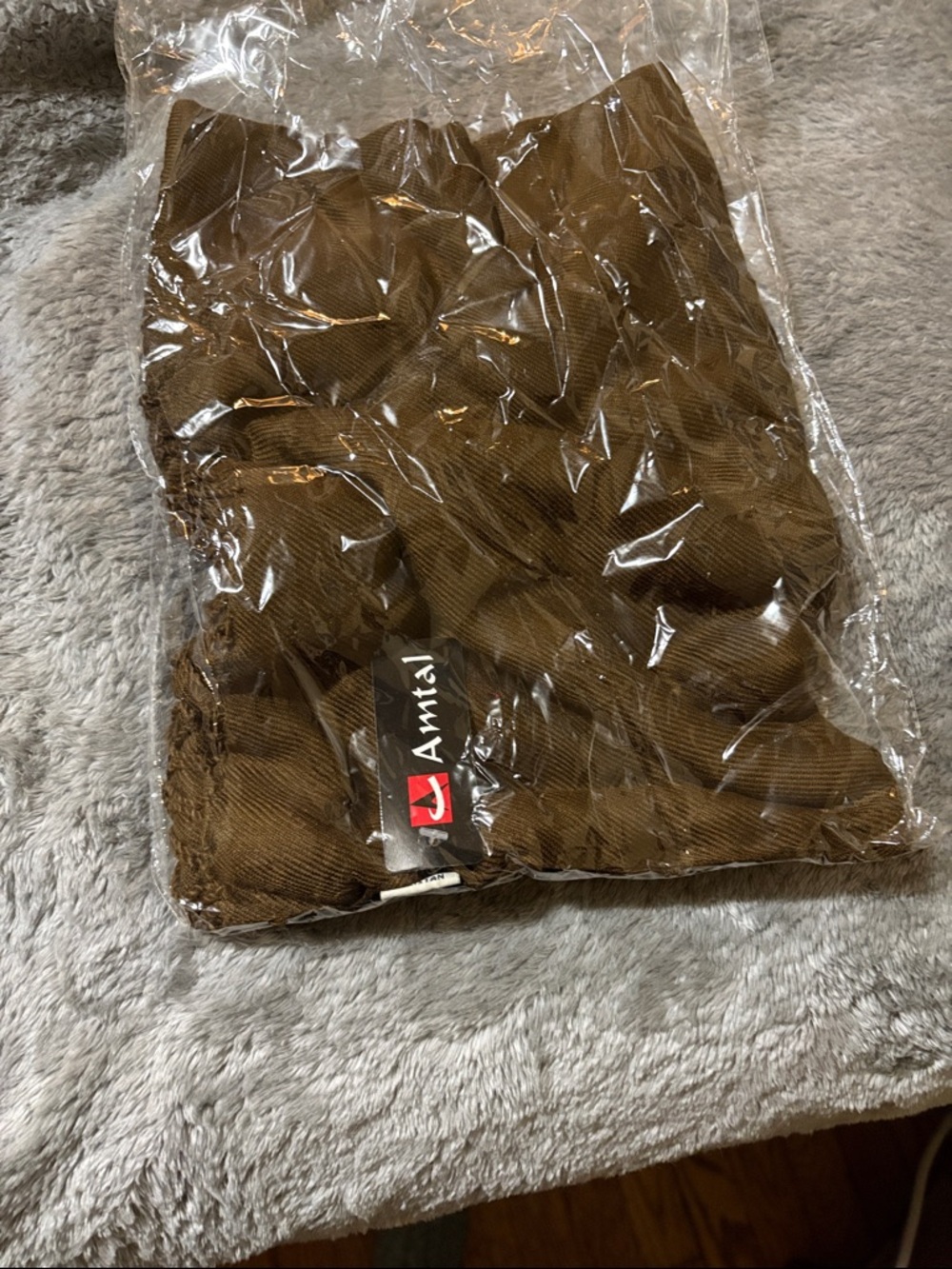 AMIRI Brown Ribbed Fringe Scarf